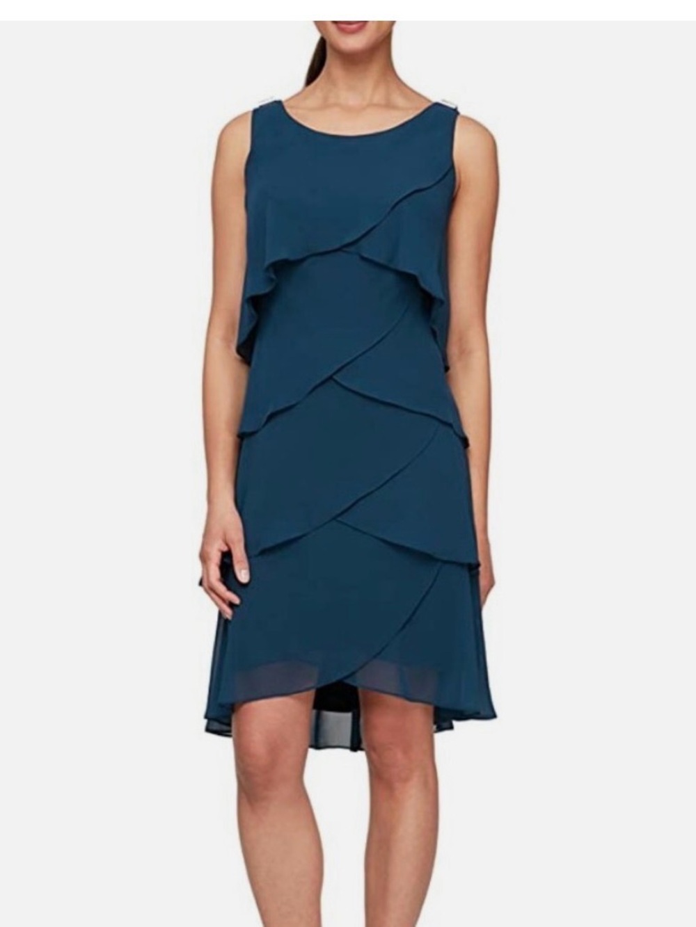 SL Fashions Teal Layered High-Low Dress